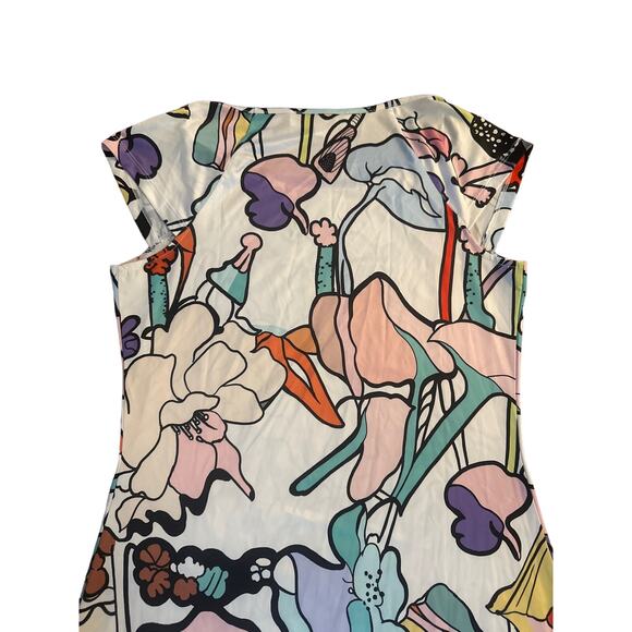 Women M Jean-Pierre Klifa Paris Short Slv Printed Mini Dress Abstract Floral - Picture 5 of 5